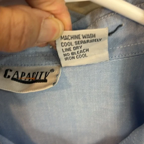 Vintage Capacity Blue Chambray Embroidered Shirt Size Medium - Picture 9 of 12